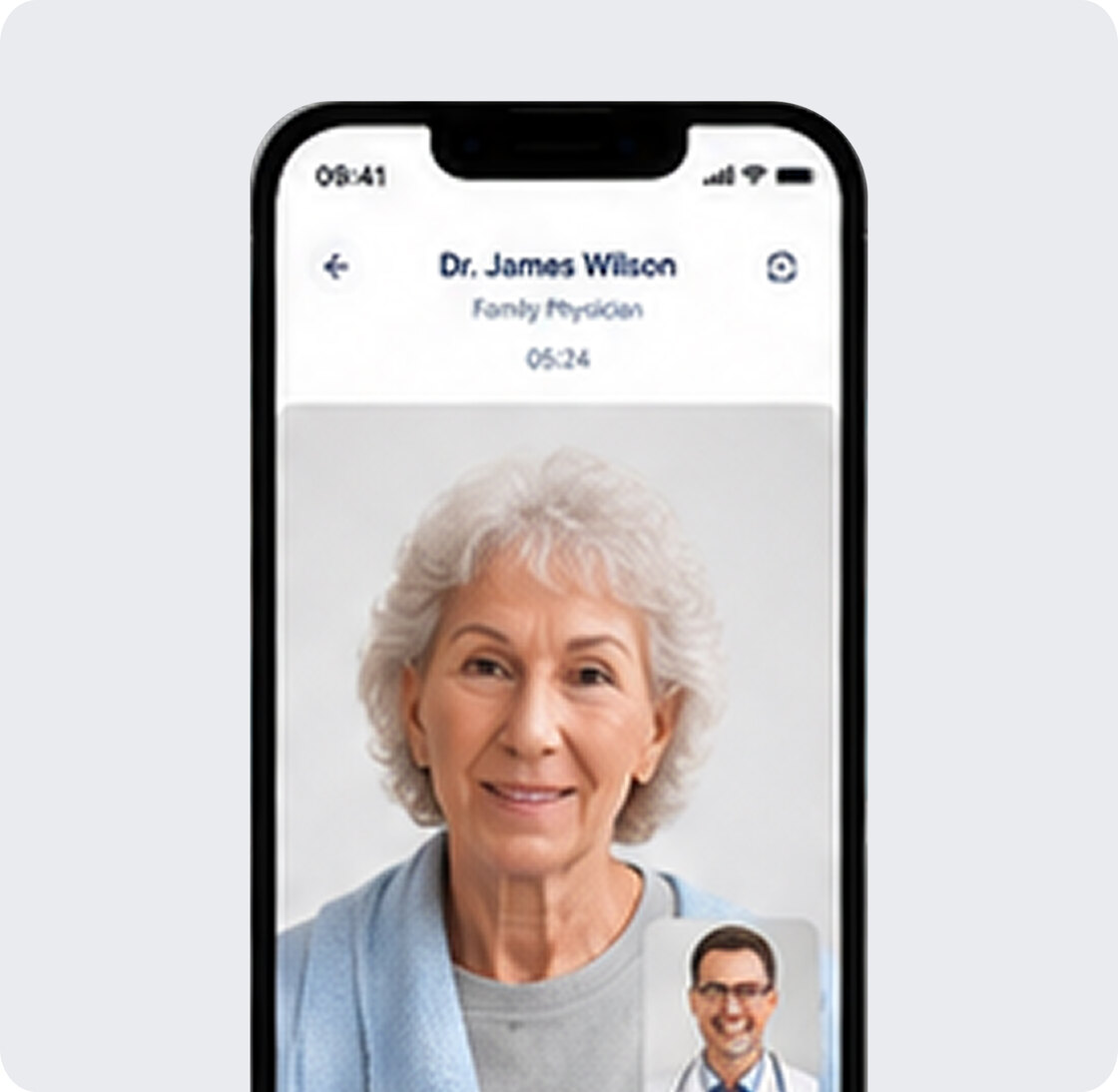 Quure video consultation with Dr. James Wilson on mobile