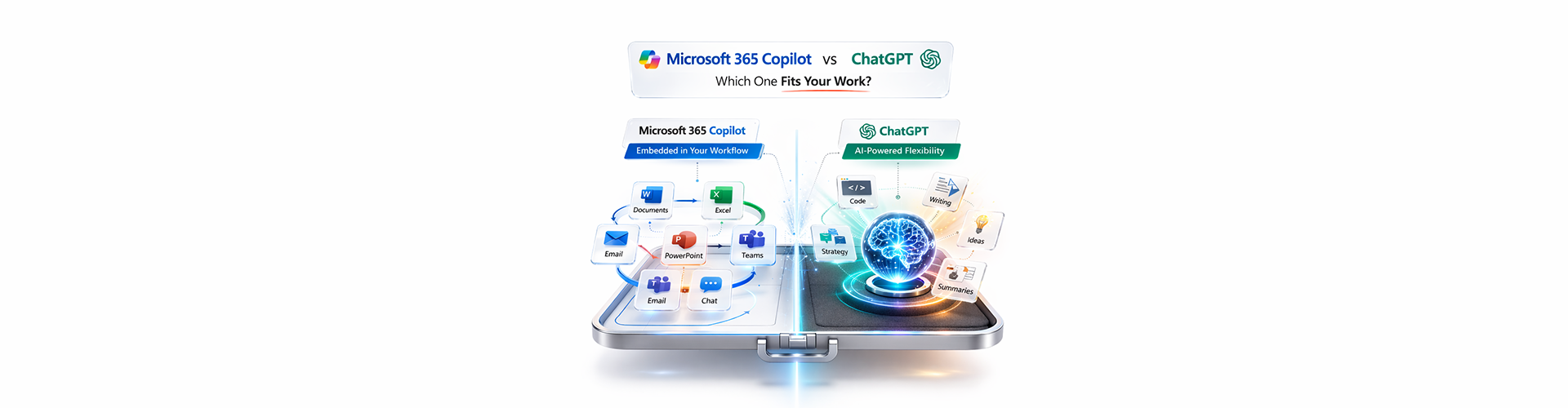 Comparison of Microsoft 365 Copilot and ChatGPT for enterprise AI, automation, and intelligent workplace productivity