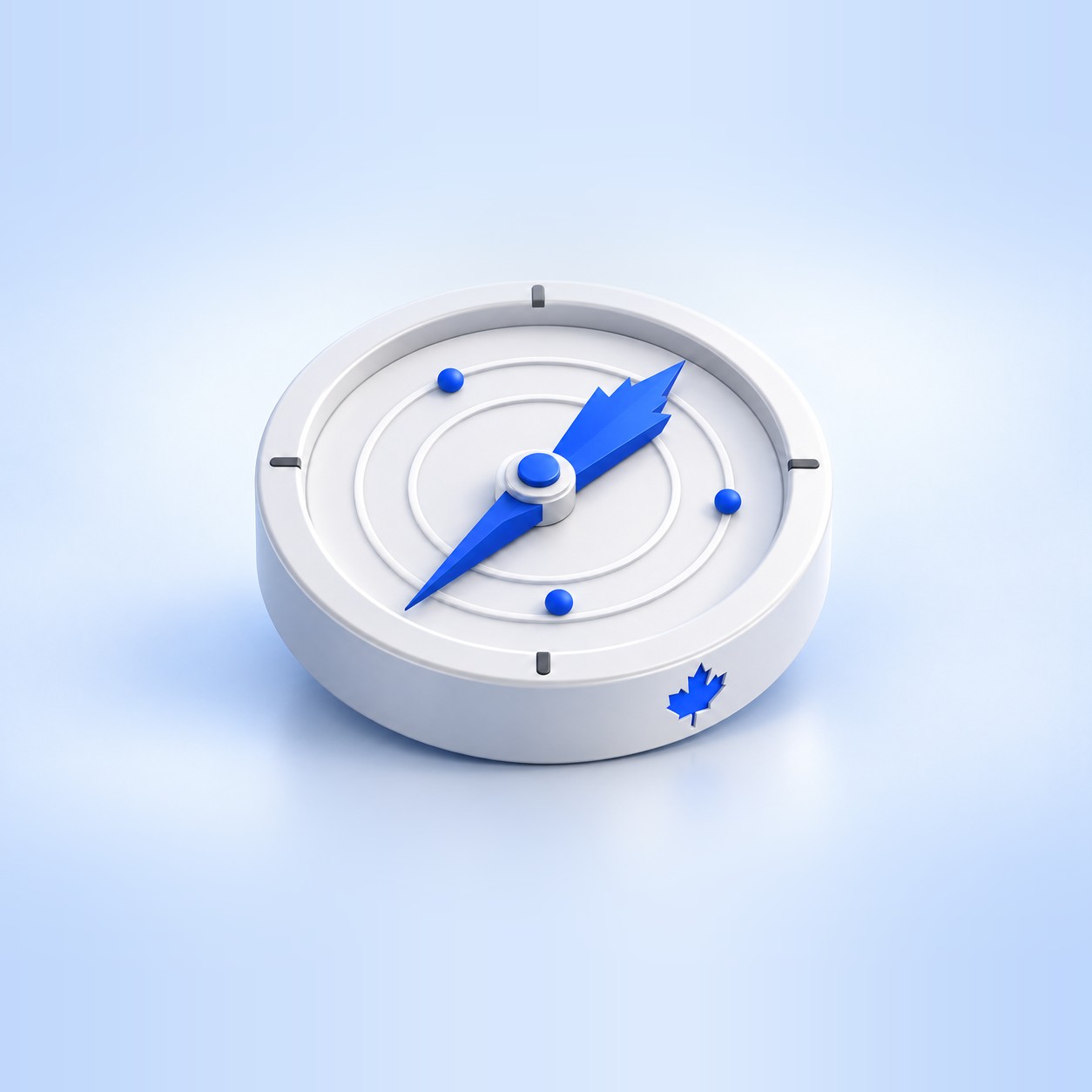 Compass with a maple leaf pointing the way for Canadian enterprise tech